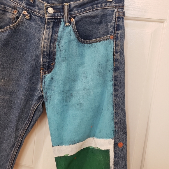 Levi's 505 custom painted size 32×30 - Picture 5 of 14
